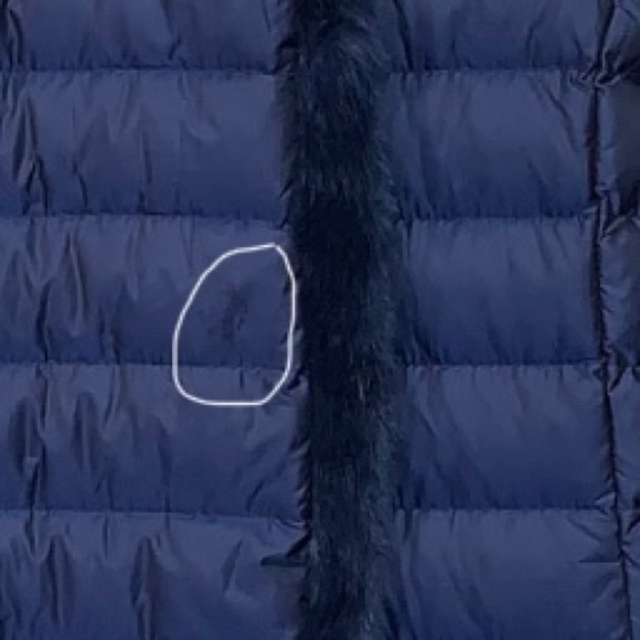 Cole Haan Down Quilted Puffer Hooded Jacket Faux Fur Trim Iridescent Blue Sz XS - Picture 10 of 16